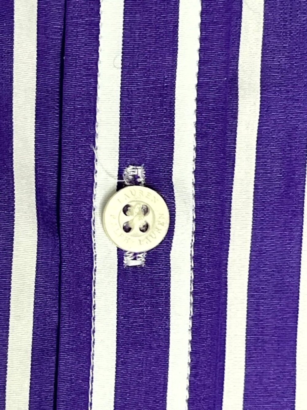 Lauren by Ralph Lauren Purple White Striped Button Down Dress Shirt Women Size 8 - Picture 4 of 10